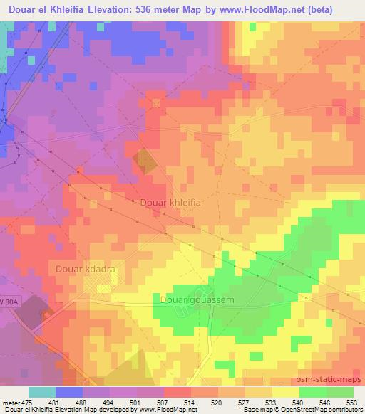 Douar el Khleifia,Algeria Elevation Map