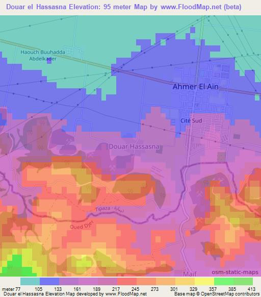 Douar el Hassasna,Algeria Elevation Map