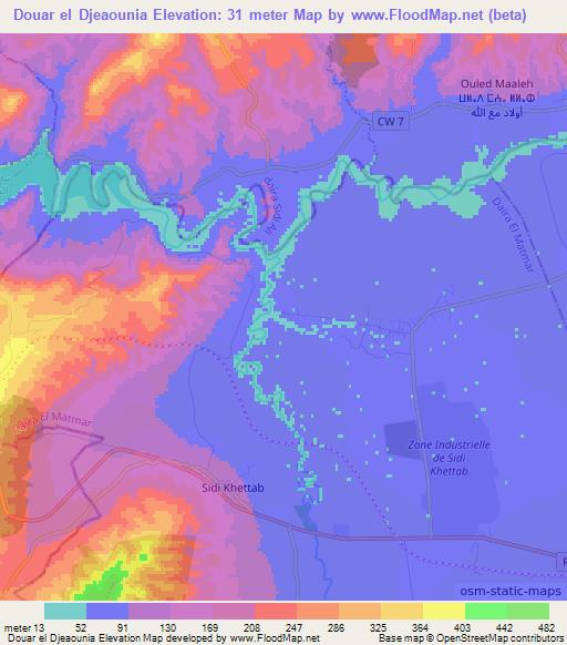 Douar el Djeaounia,Algeria Elevation Map