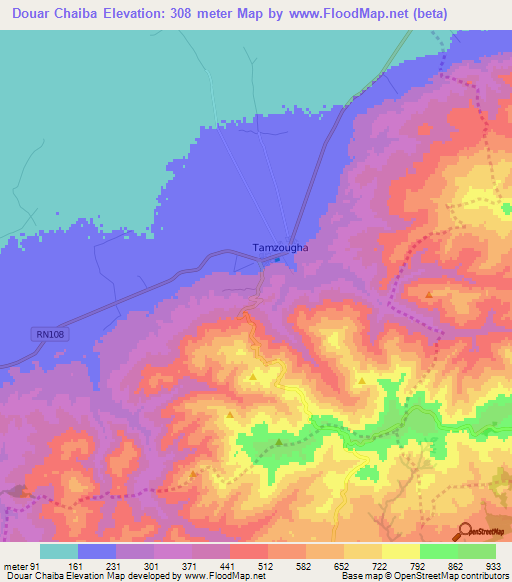 Douar Chaiba,Algeria Elevation Map