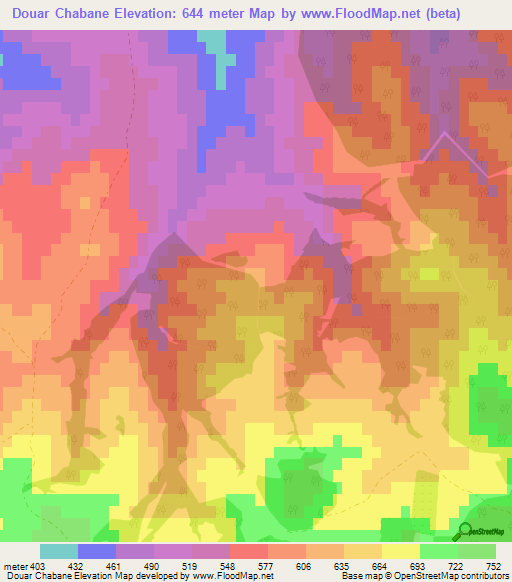 Douar Chabane,Algeria Elevation Map