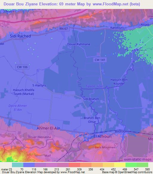 Douar Bou Ziyane,Algeria Elevation Map