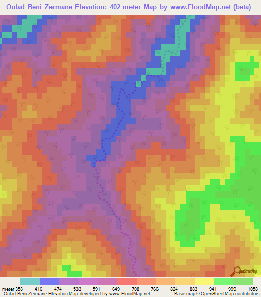 Oulad Beni Zermane,Algeria Elevation Map