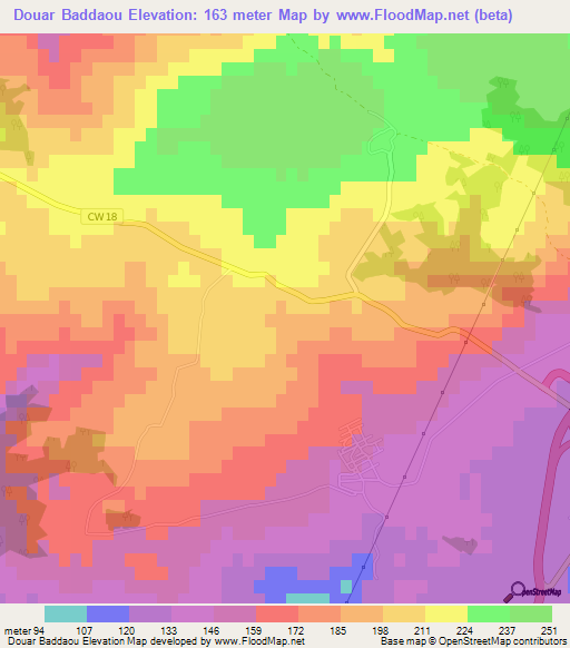 Douar Baddaou,Algeria Elevation Map