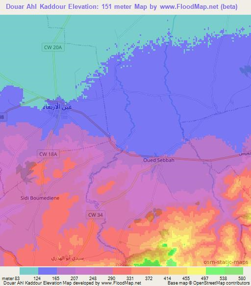 Douar Ahl Kaddour,Algeria Elevation Map