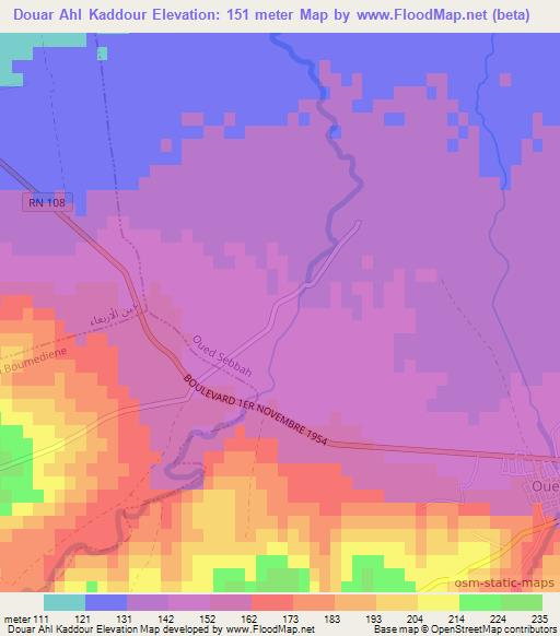 Douar Ahl Kaddour,Algeria Elevation Map
