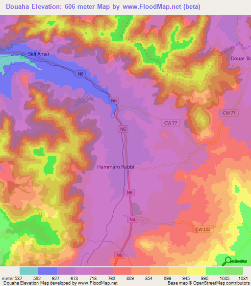 Douaha,Algeria Elevation Map