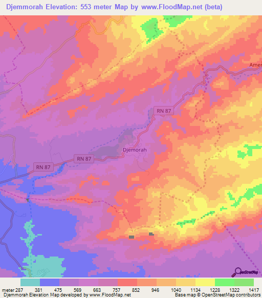 Djemmorah,Algeria Elevation Map