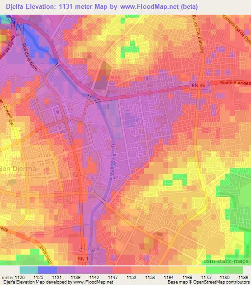 Djelfa,Algeria Elevation Map