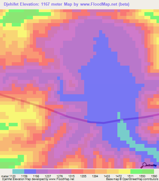 Djehifet,Algeria Elevation Map