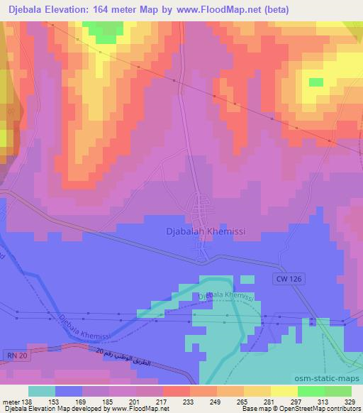 Djebala,Algeria Elevation Map