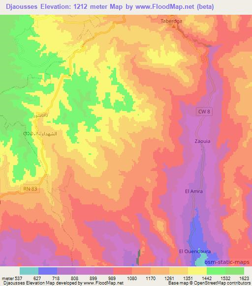 Djaousses,Algeria Elevation Map