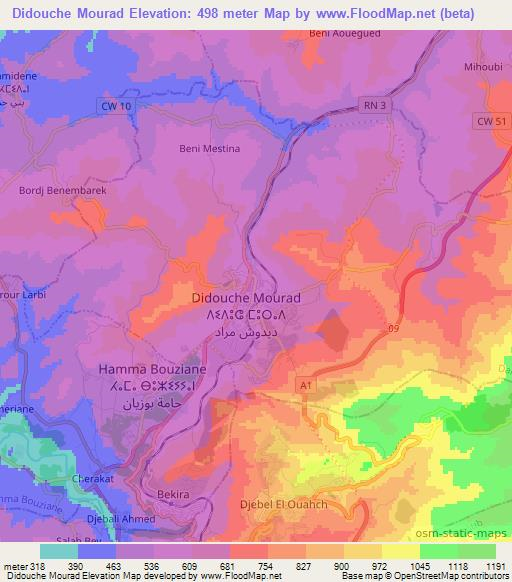 Didouche Mourad,Algeria Elevation Map