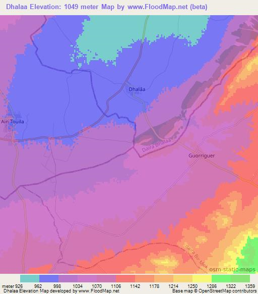 Dhalaa,Algeria Elevation Map