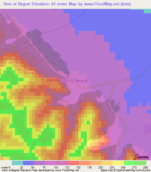 Dem el Begrat,Algeria Elevation Map