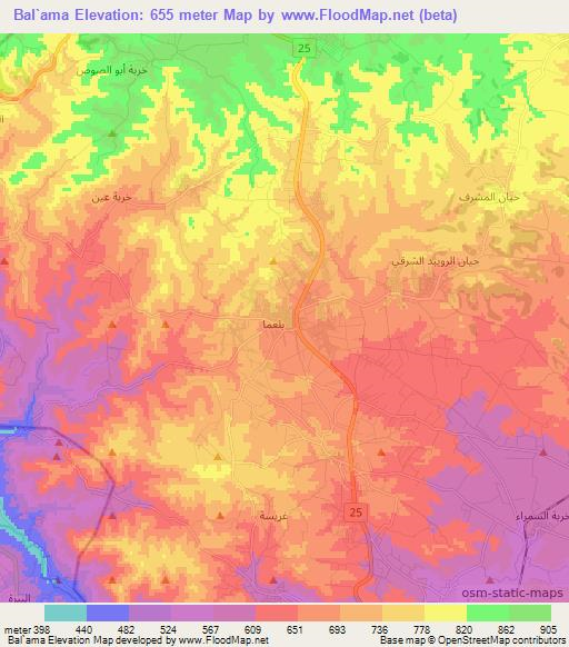Bal`ama,Jordan Elevation Map