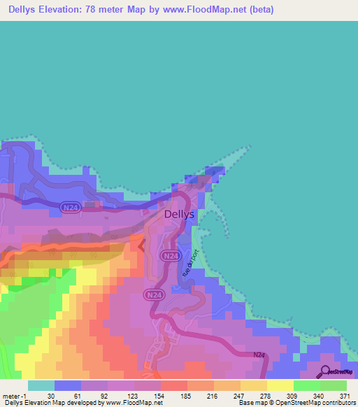 Dellys,Algeria Elevation Map