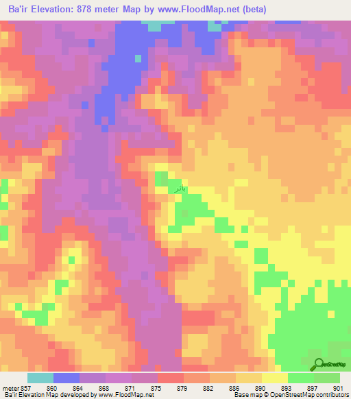 Ba'ir,Jordan Elevation Map