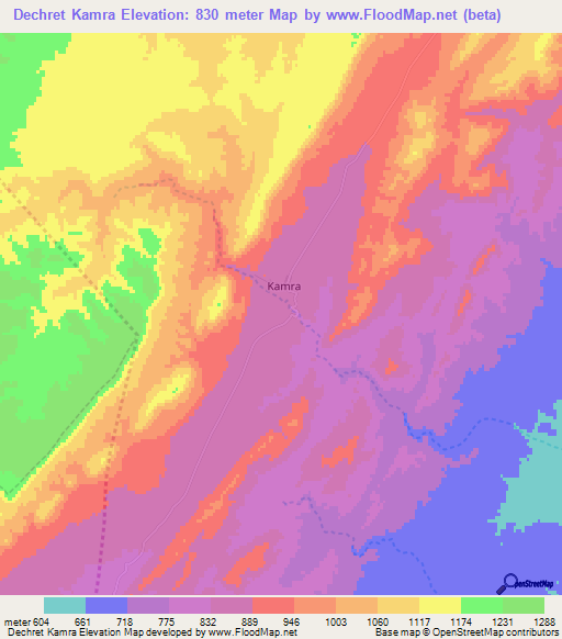 Dechret Kamra,Algeria Elevation Map