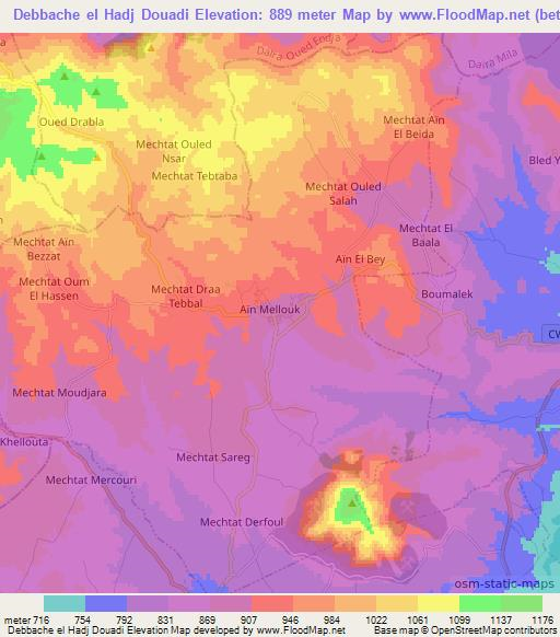 Debbache el Hadj Douadi,Algeria Elevation Map