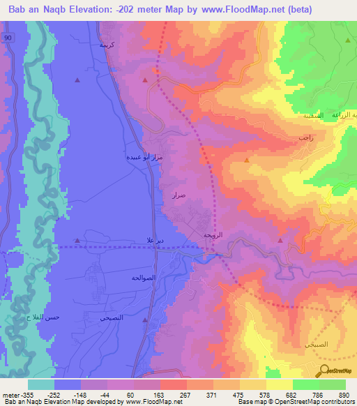 Bab an Naqb,Jordan Elevation Map