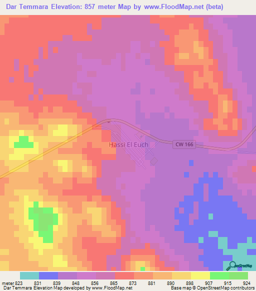 Dar Temmara,Algeria Elevation Map
