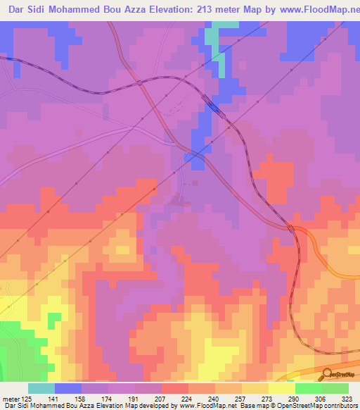 Dar Sidi Mohammed Bou Azza,Algeria Elevation Map