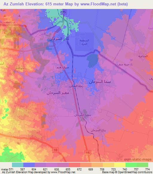Az Zumlah,Jordan Elevation Map