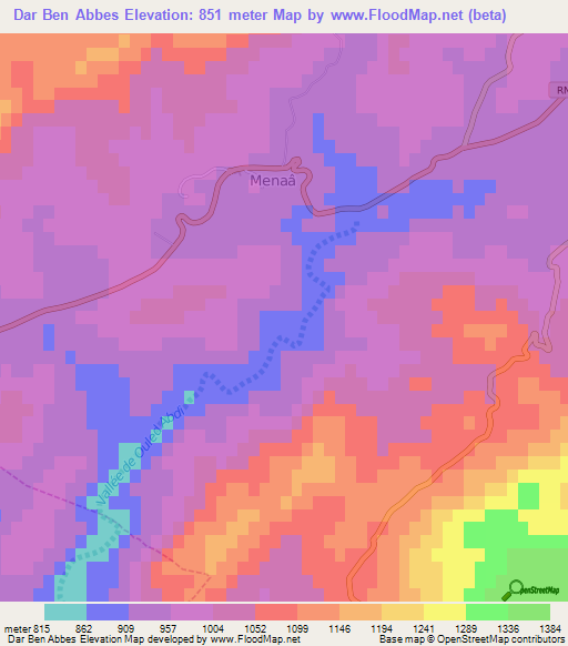 Dar Ben Abbes,Algeria Elevation Map