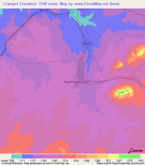 Crampel,Algeria Elevation Map