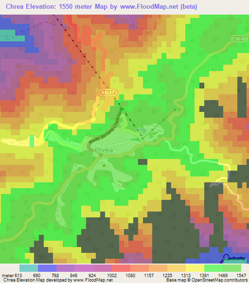 Chrea,Algeria Elevation Map