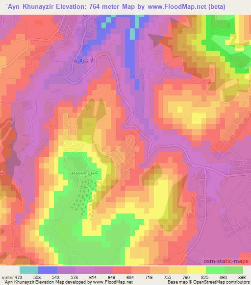 `Ayn Khunayzir,Jordan Elevation Map