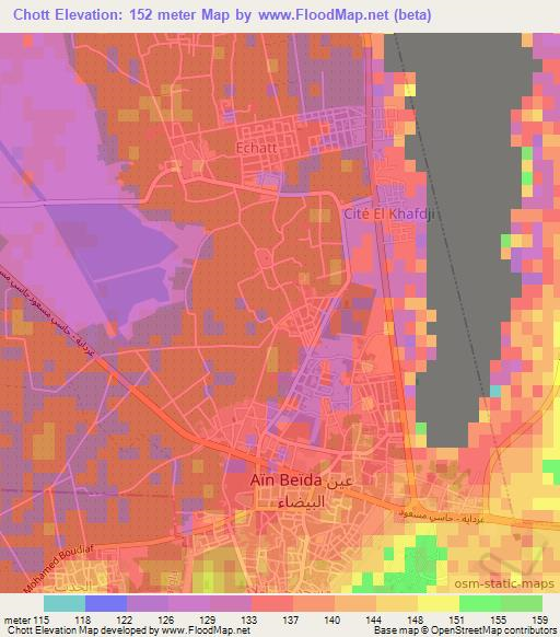 Chott,Algeria Elevation Map