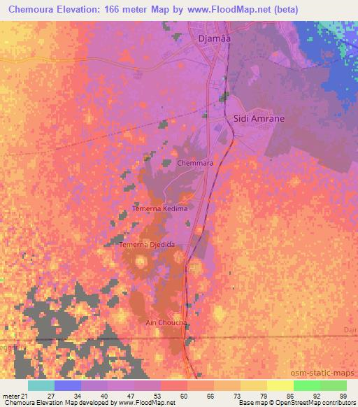 Chemoura,Algeria Elevation Map