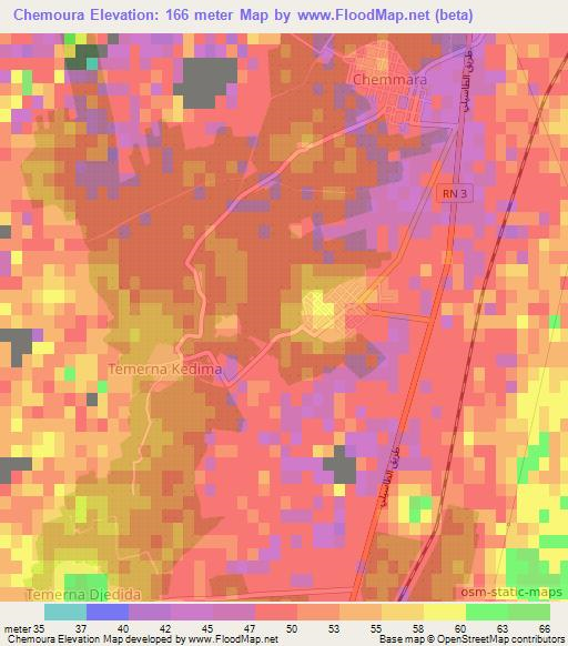 Chemoura,Algeria Elevation Map
