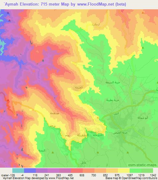 `Aymah,Jordan Elevation Map