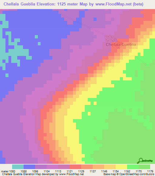 Chellala Gueblia,Algeria Elevation Map