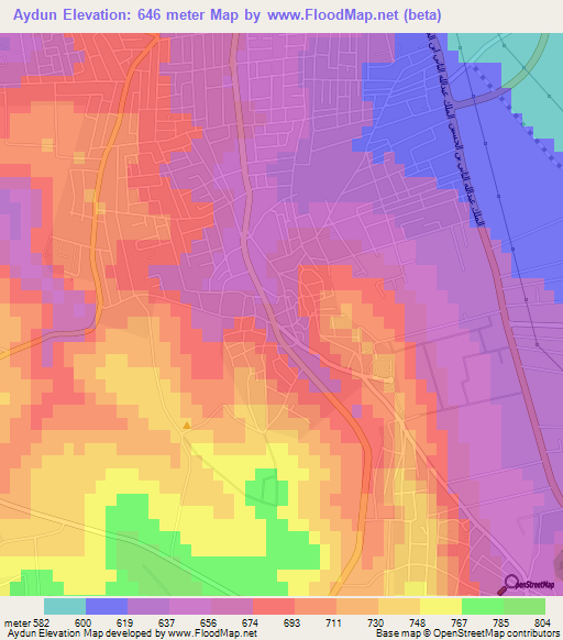 Aydun,Jordan Elevation Map
