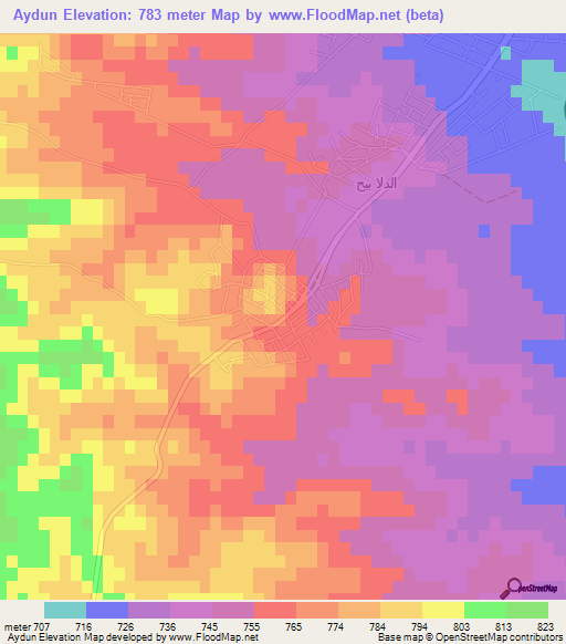 Aydun,Jordan Elevation Map