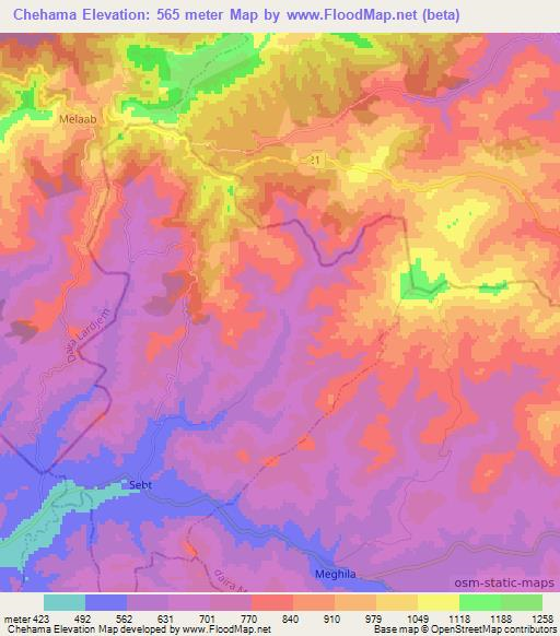 Chehama,Algeria Elevation Map