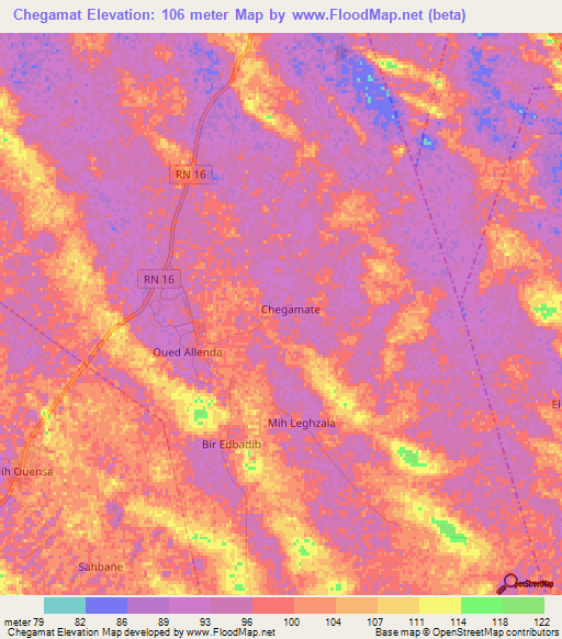 Chegamat,Algeria Elevation Map