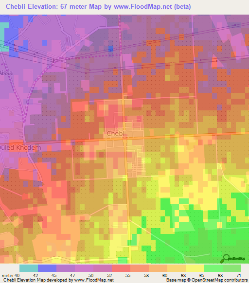 Chebli,Algeria Elevation Map