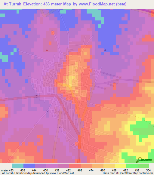 At Turrah,Jordan Elevation Map