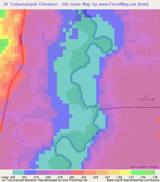 At Turkumaniyah,Jordan Elevation Map