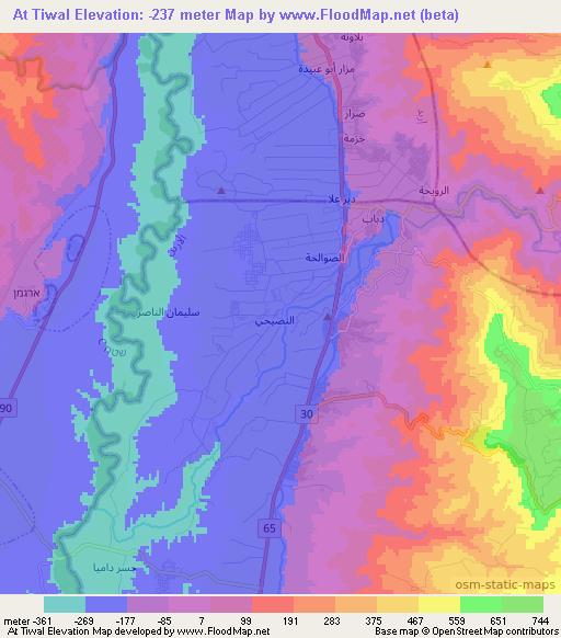 At Tiwal,Jordan Elevation Map