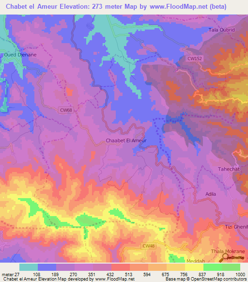 Chabet el Ameur,Algeria Elevation Map