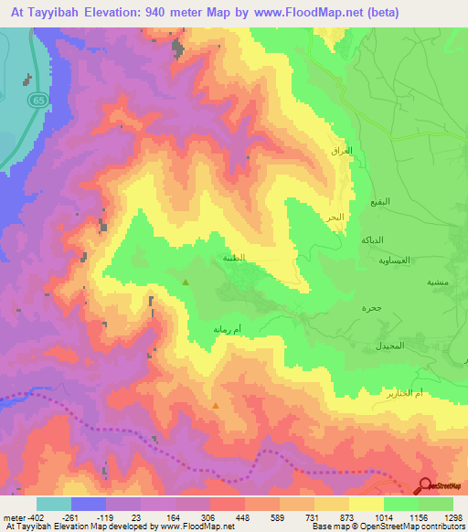 At Tayyibah,Jordan Elevation Map