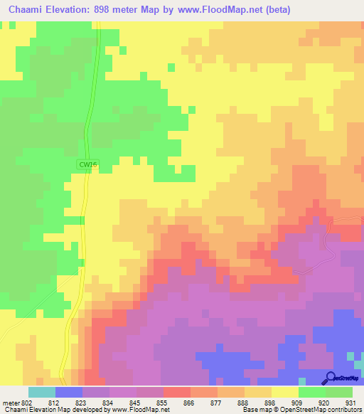 Chaami,Algeria Elevation Map