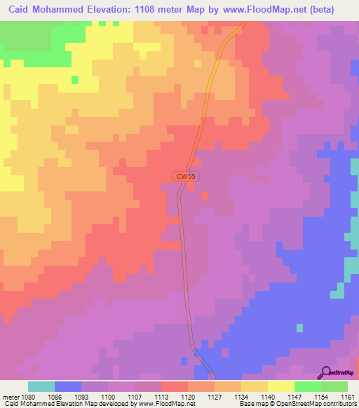 Caid Mohammed,Algeria Elevation Map