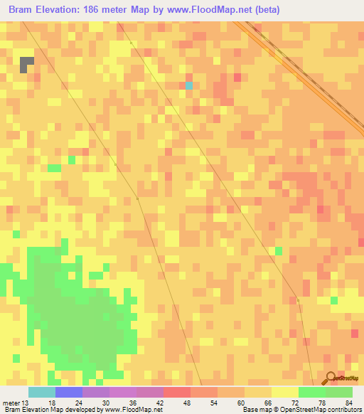 Bram,Algeria Elevation Map